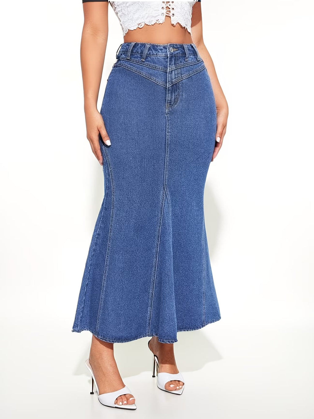 FAZVIDA Women's High Waist Mermaid Denim Skirt - view 2