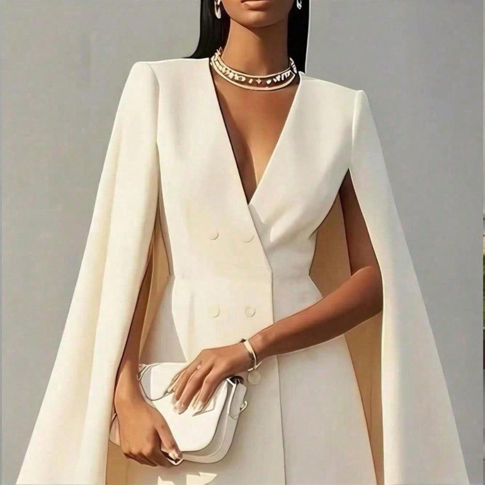 FAZVIDA Women's Cape Blazer Dress - Apricot