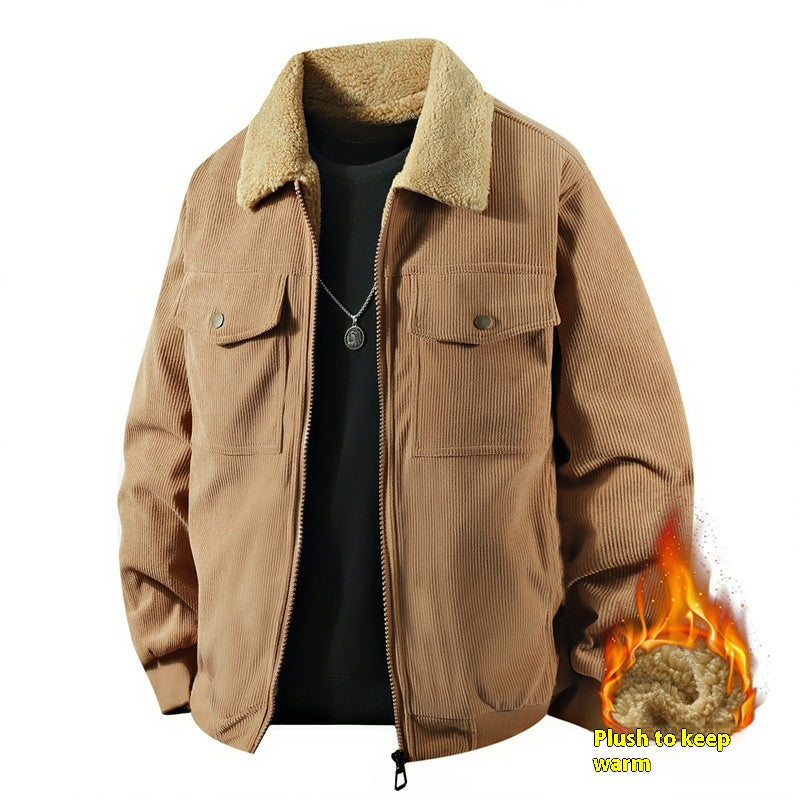 FAZVIDA Men's Corduroy Polo Collar Coat - view 2