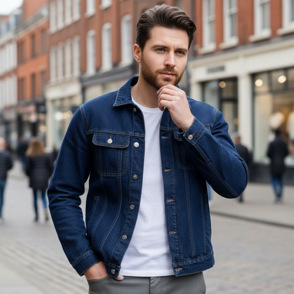 FAZVIDA Men's Form-Fitting Denim Jacket - view 10