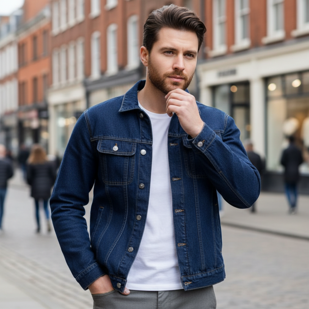FAZVIDA Men's Form-Fitting Denim Jacket - view 10