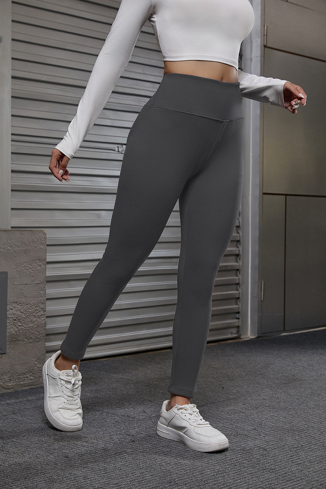 FAZVIDA Women's Velvet High Waist Tights - Gray