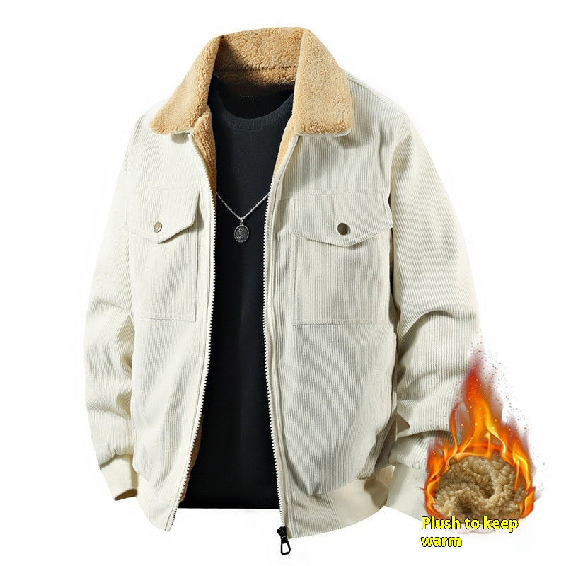 FAZVIDA Men's Corduroy Polo Collar Coat - view 3