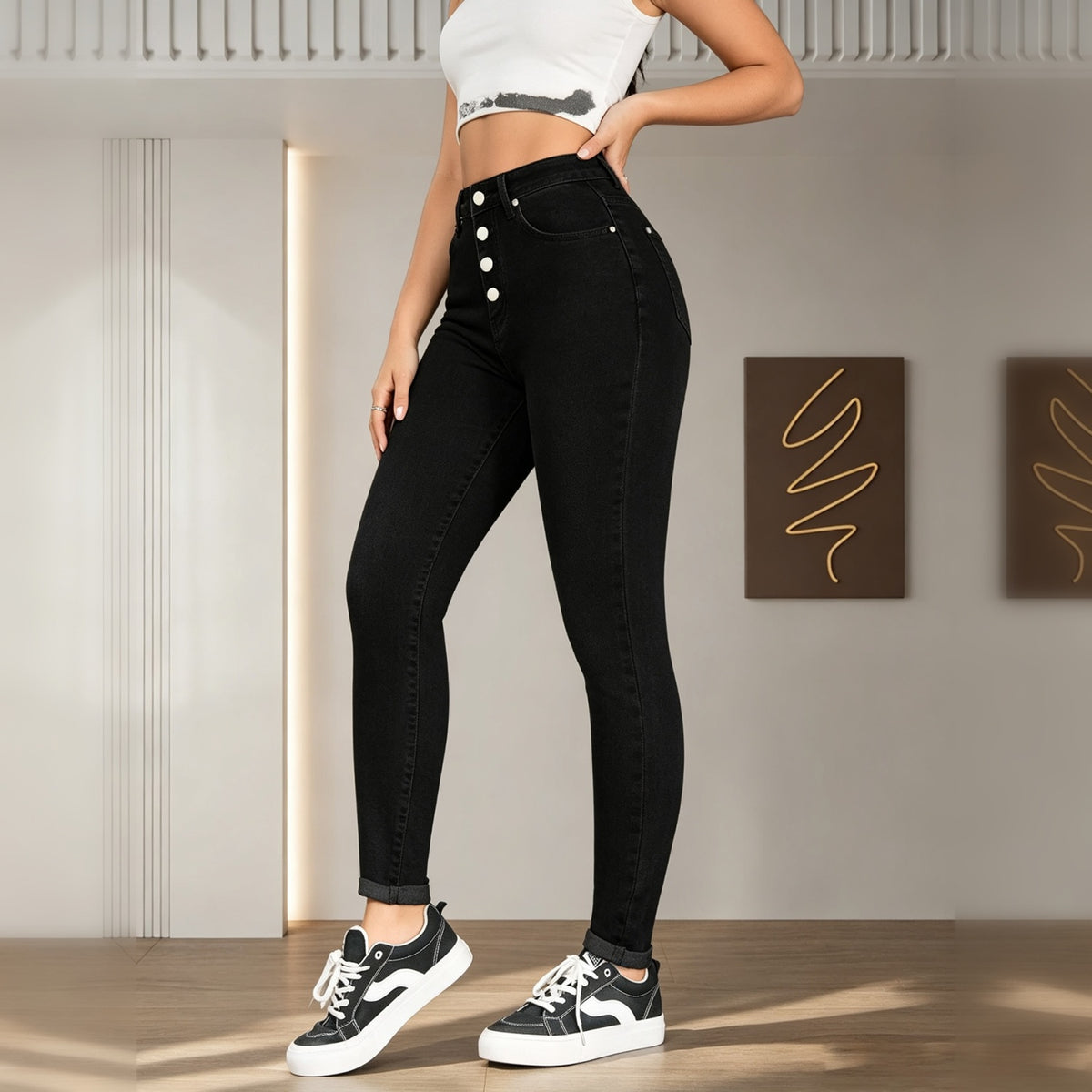 FAZVIDA Women's High Waist Skinny Jeans - view 3