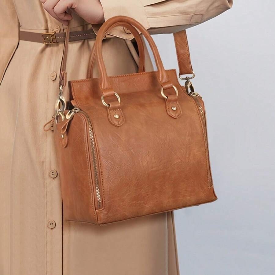 FAZVIDA Women's Vintage Tote Bag - Camel