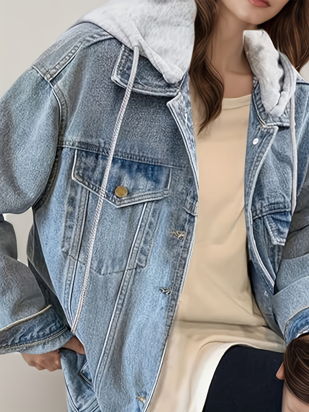 FAZVIDA Women's Oversized Hooded Denim Jacket - view 2