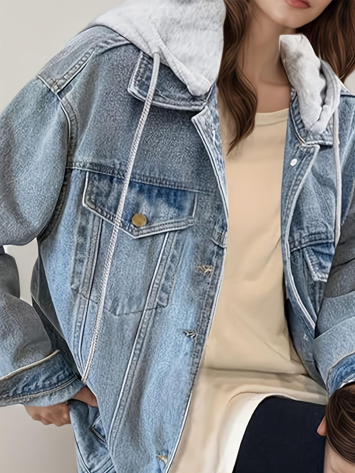 FAZVIDA Women's Oversized Hooded Denim Jacket - view 2