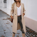 FAZVIDA Women's Long Turn-Down Collar Coat - Apricot