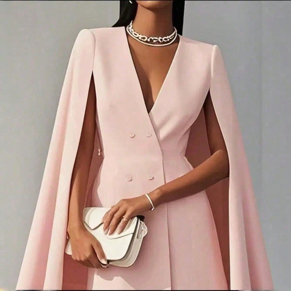 FAZVIDA Women's Cape Blazer Dress - Pink