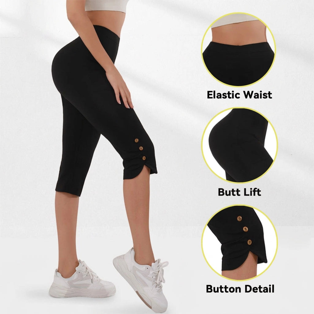 FAZVIDA Women's High-Waisted Capri Pants - M