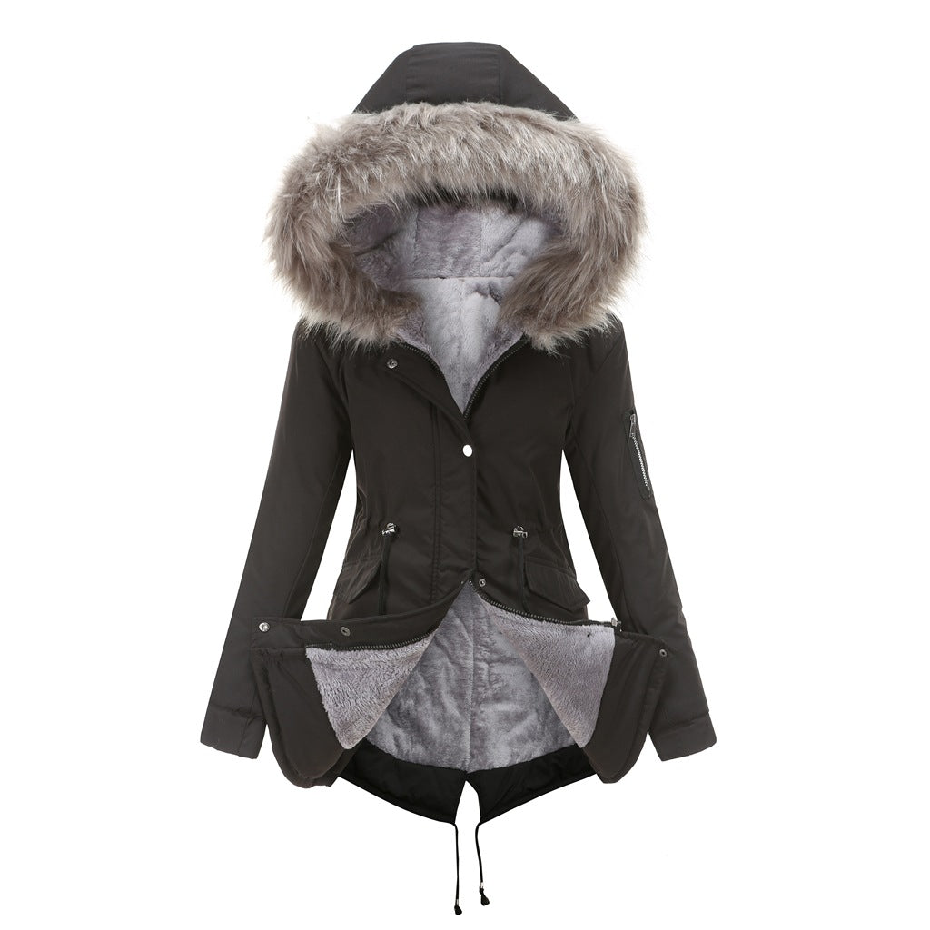 FAZVIDA Hooded Mid-Length Padded Parka