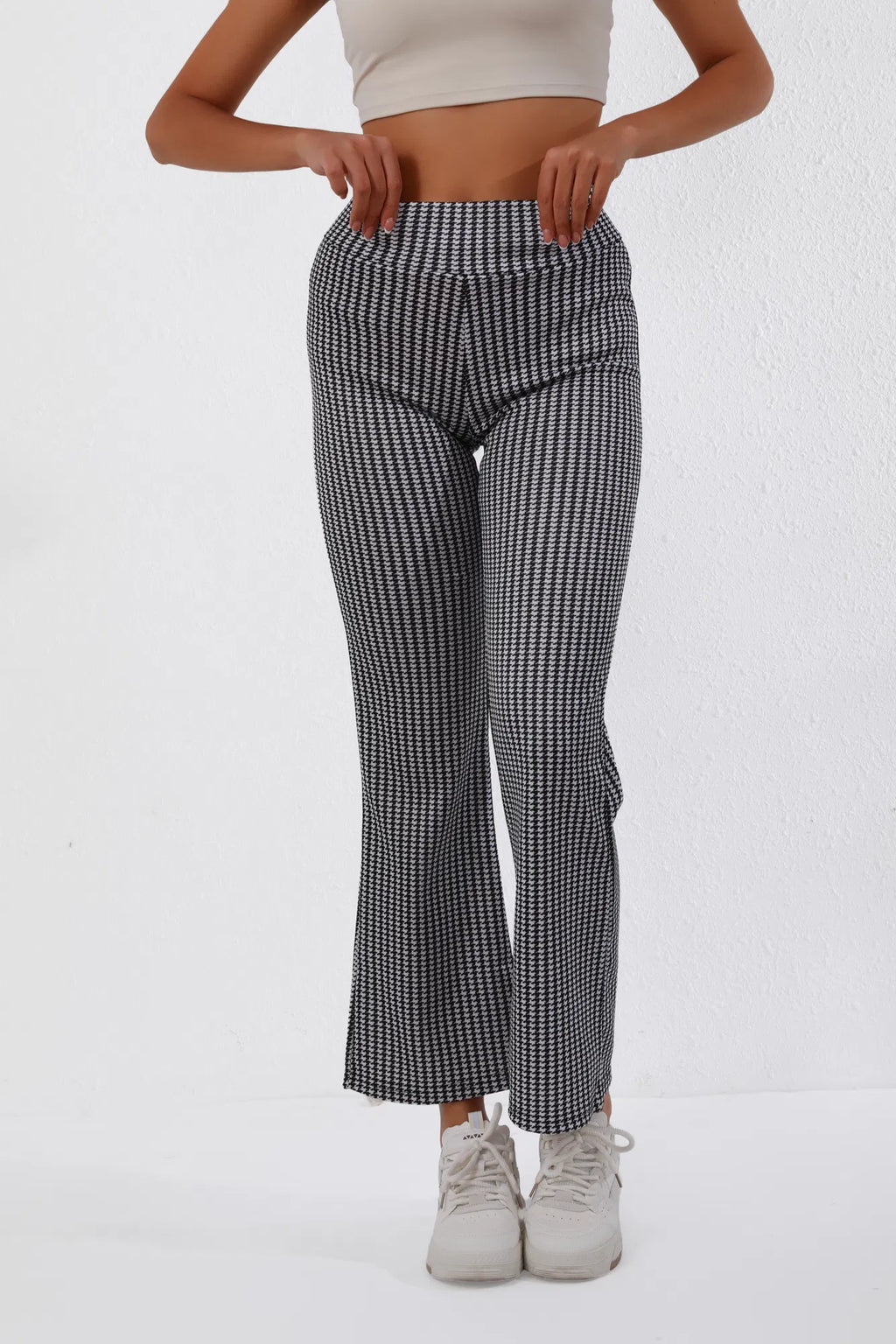 FAZVIDA Houndstooth Flare Trousers - view 7