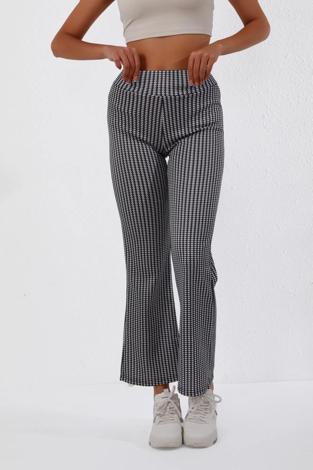 FAZVIDA Houndstooth Flare Trousers - view 7