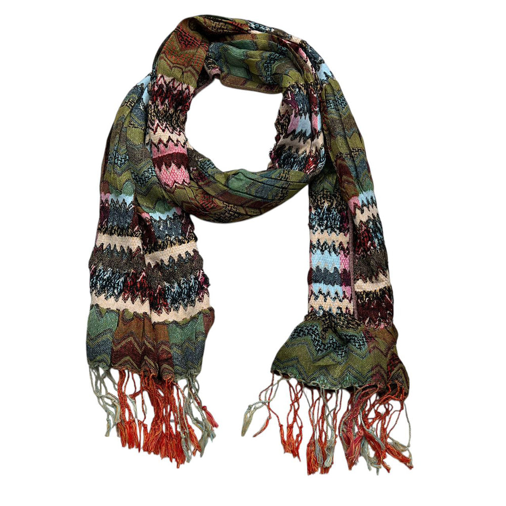 FAZVIDA Unisex Jacquard Leaf Scarf - Green