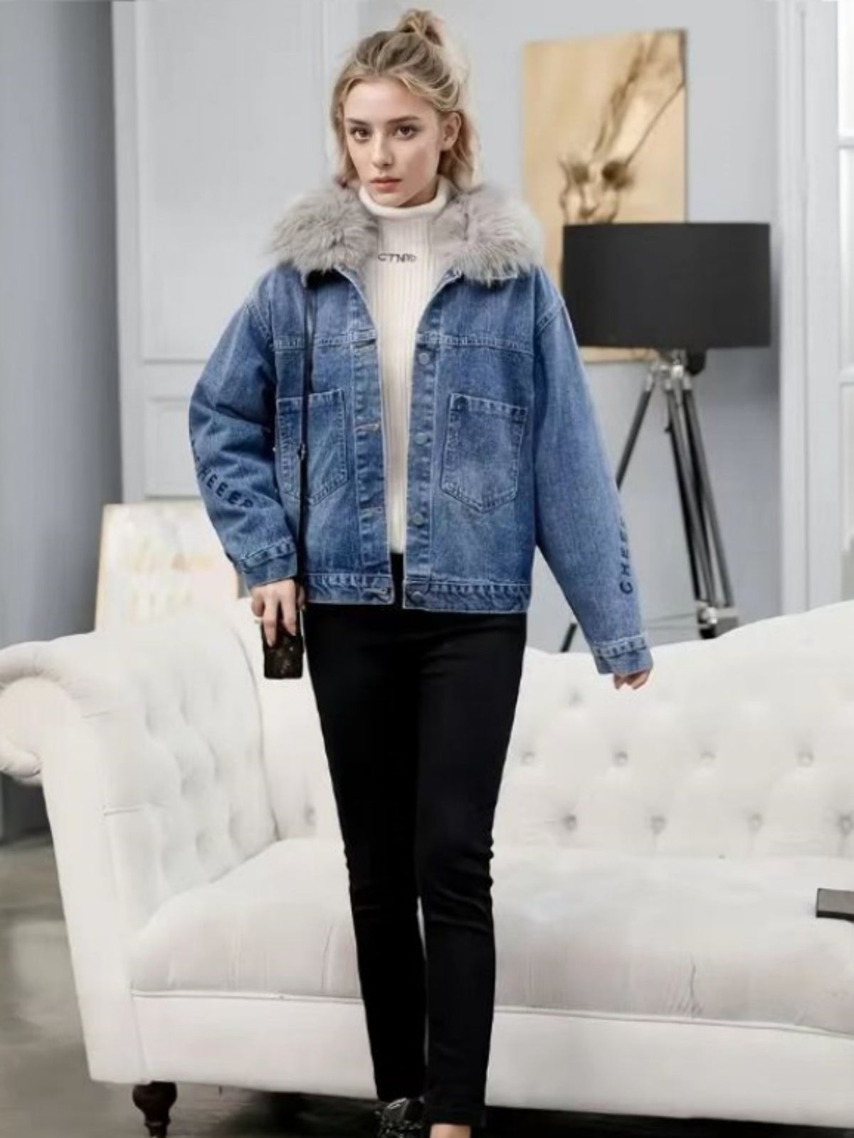 FAZVIDA Women's Fleece-Lined Denim Jacket - view 6