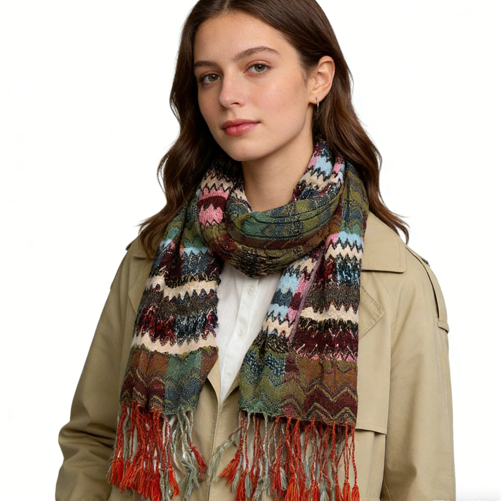 FAZVIDA Unisex Jacquard Leaf Scarf