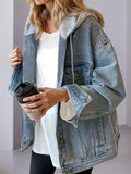 FAZVIDA Women's Oversized Hooded Denim Jacket - S