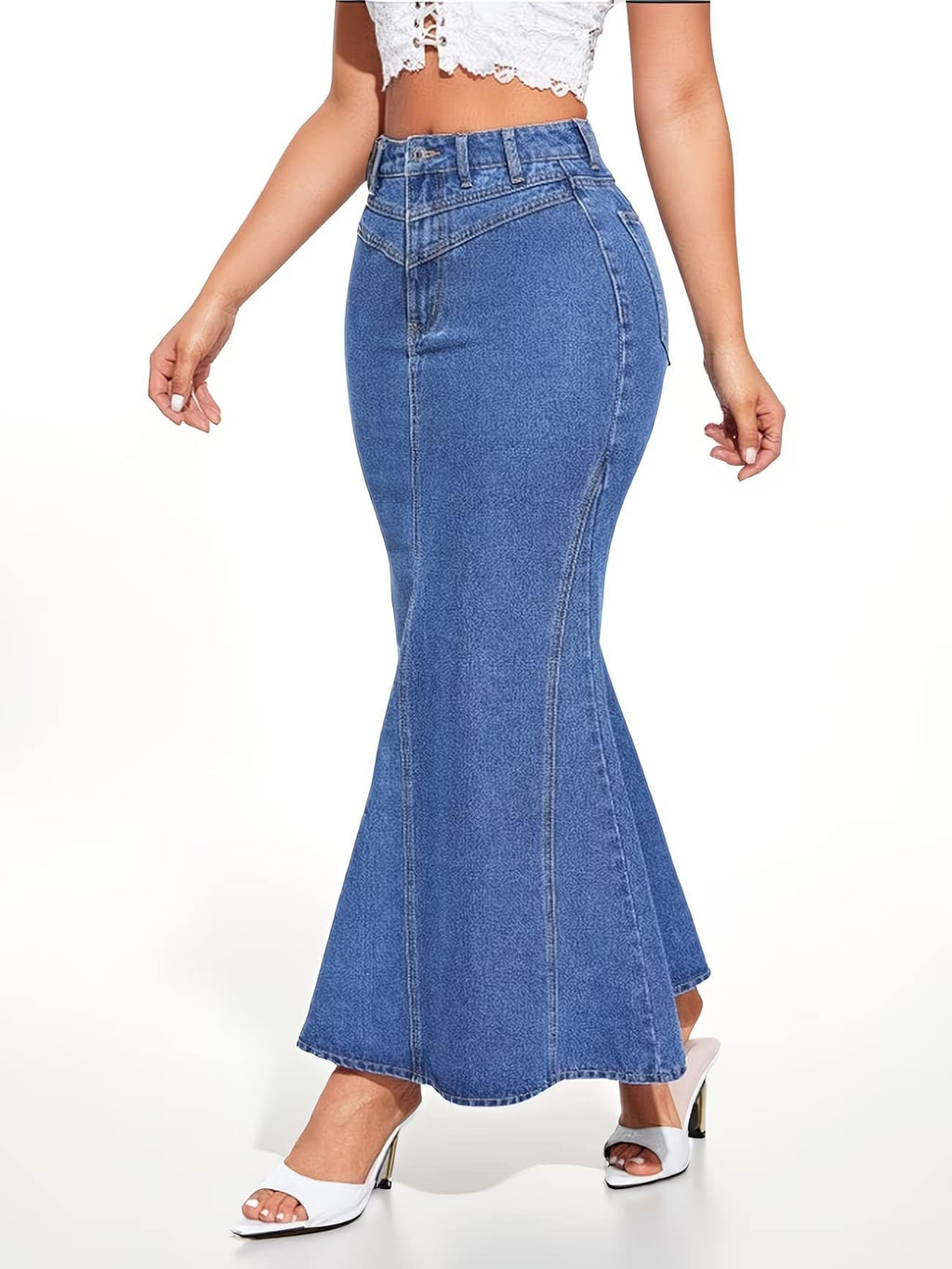 FAZVIDA Women's High Waist Mermaid Denim Skirt - view 3