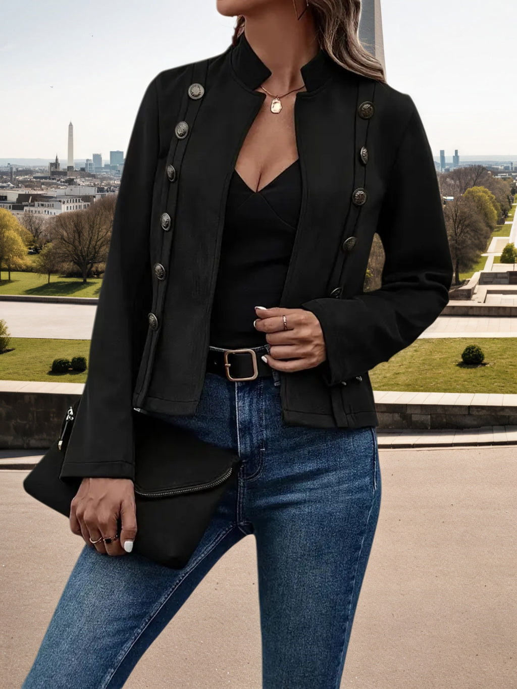FAZVIDA Women's Decorative Double-Breasted Jacket - view 3