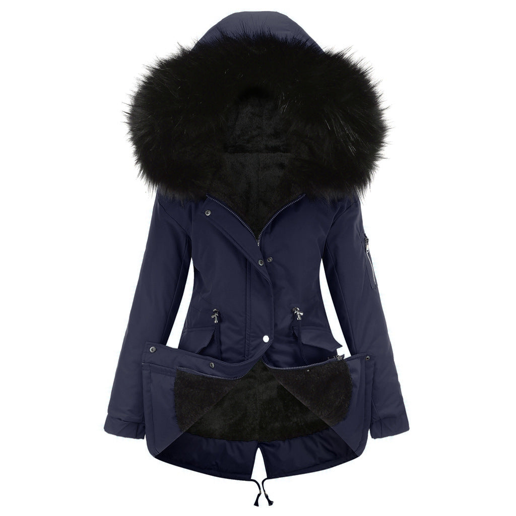 FAZVIDA Hooded Mid-Length Padded Parka - Blue