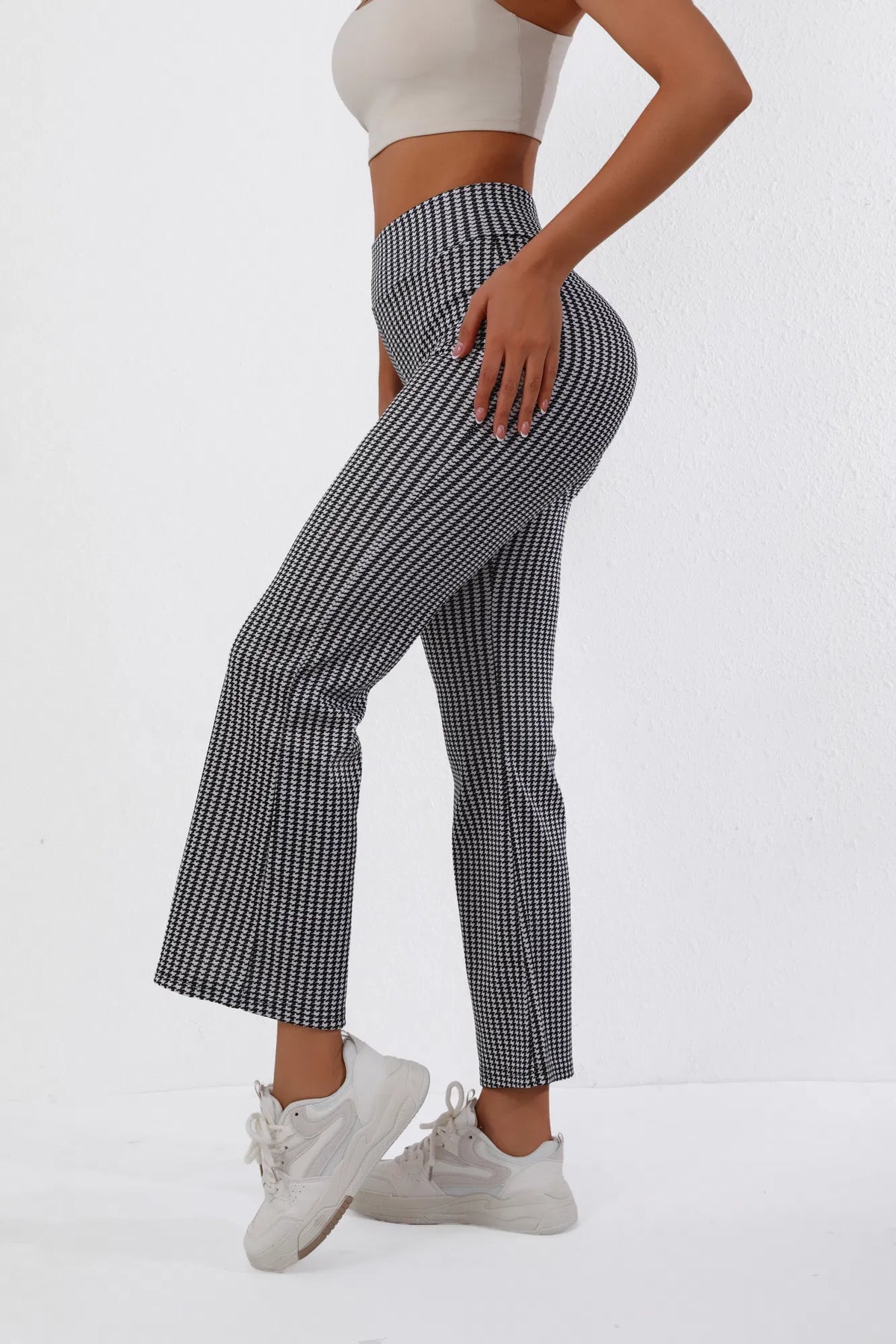 FAZVIDA Houndstooth Flare Trousers - view 6