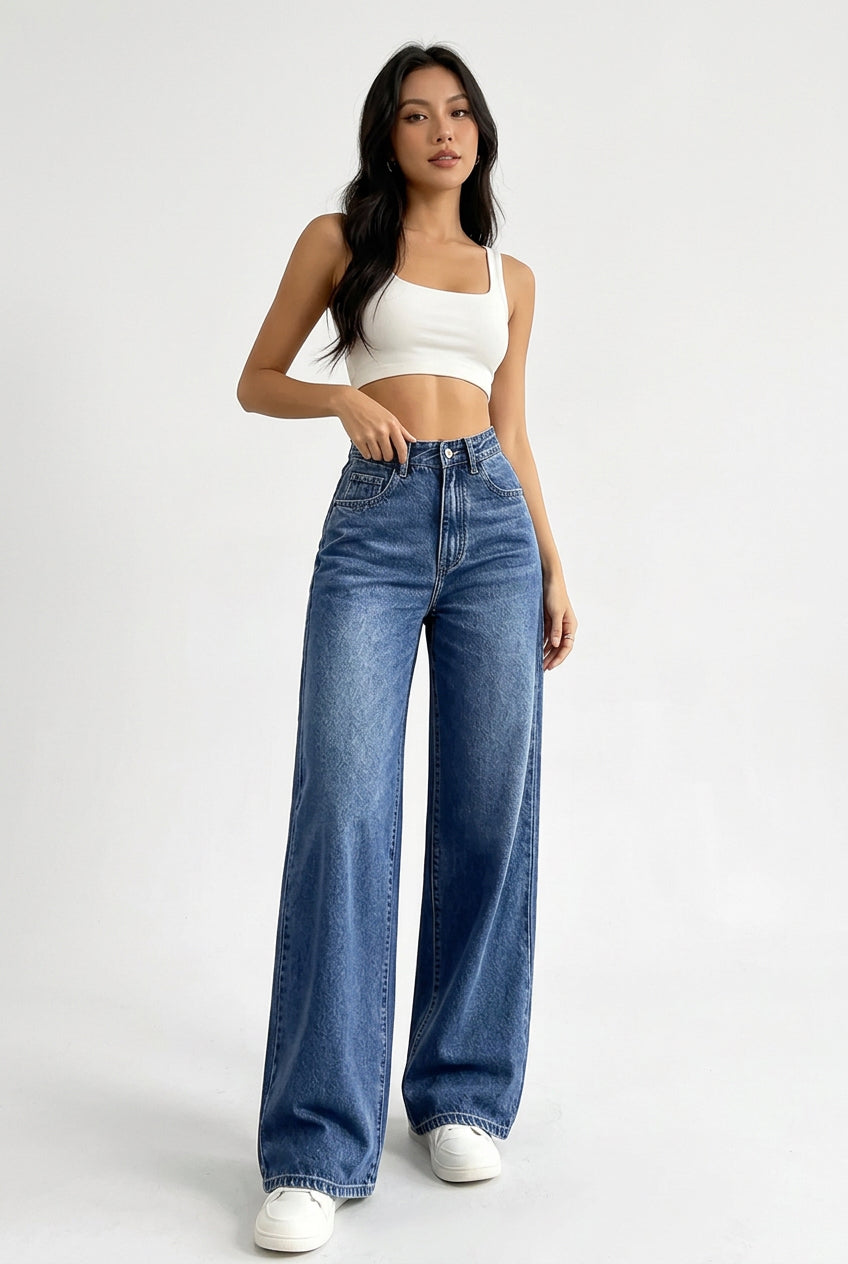 FAZVIDA Women's High Waist Wide Leg Jeans