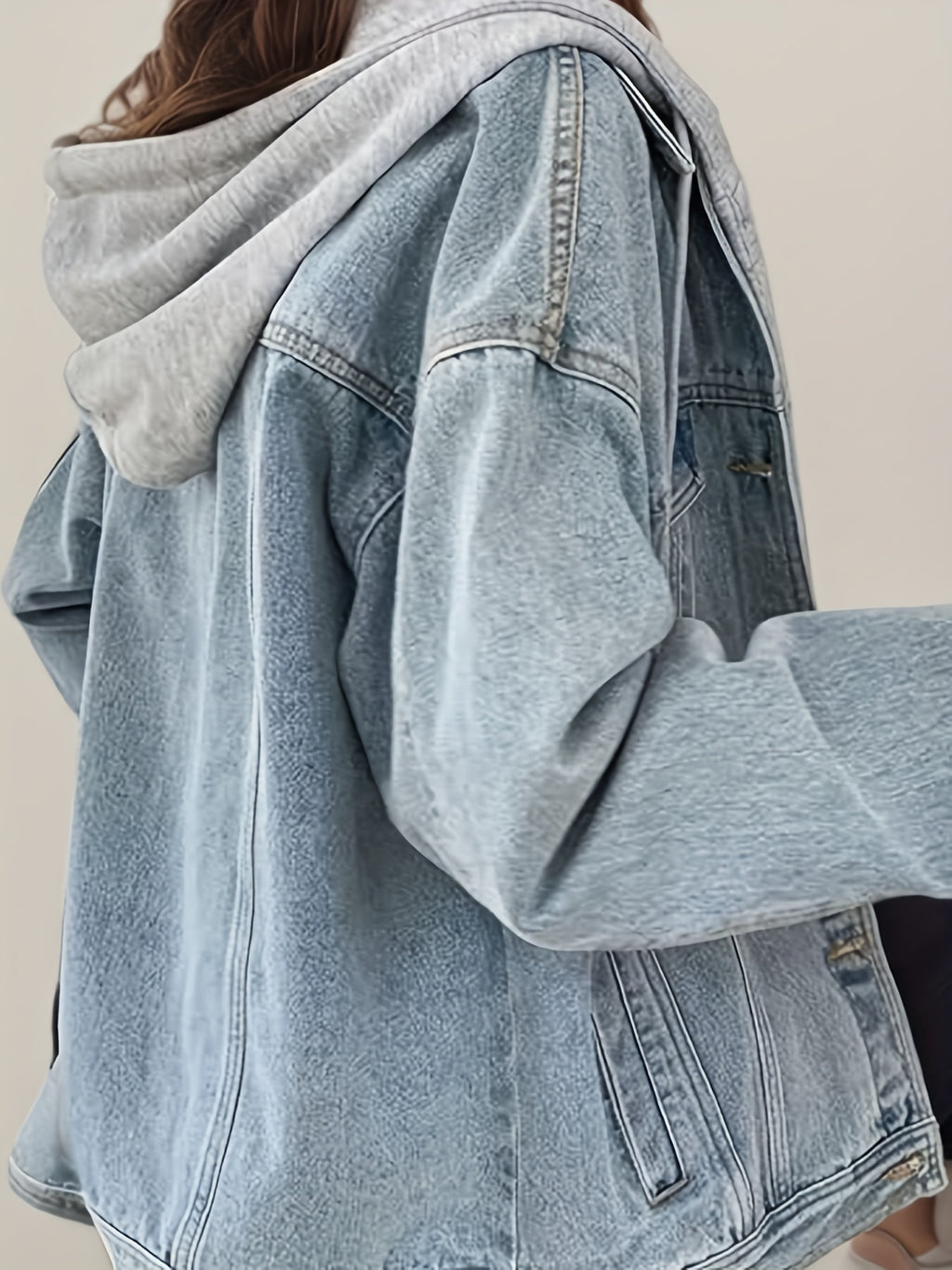 FAZVIDA Women's Oversized Hooded Denim Jacket