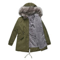 FAZVIDA Hooded Mid-Length Padded Parka - Army Green