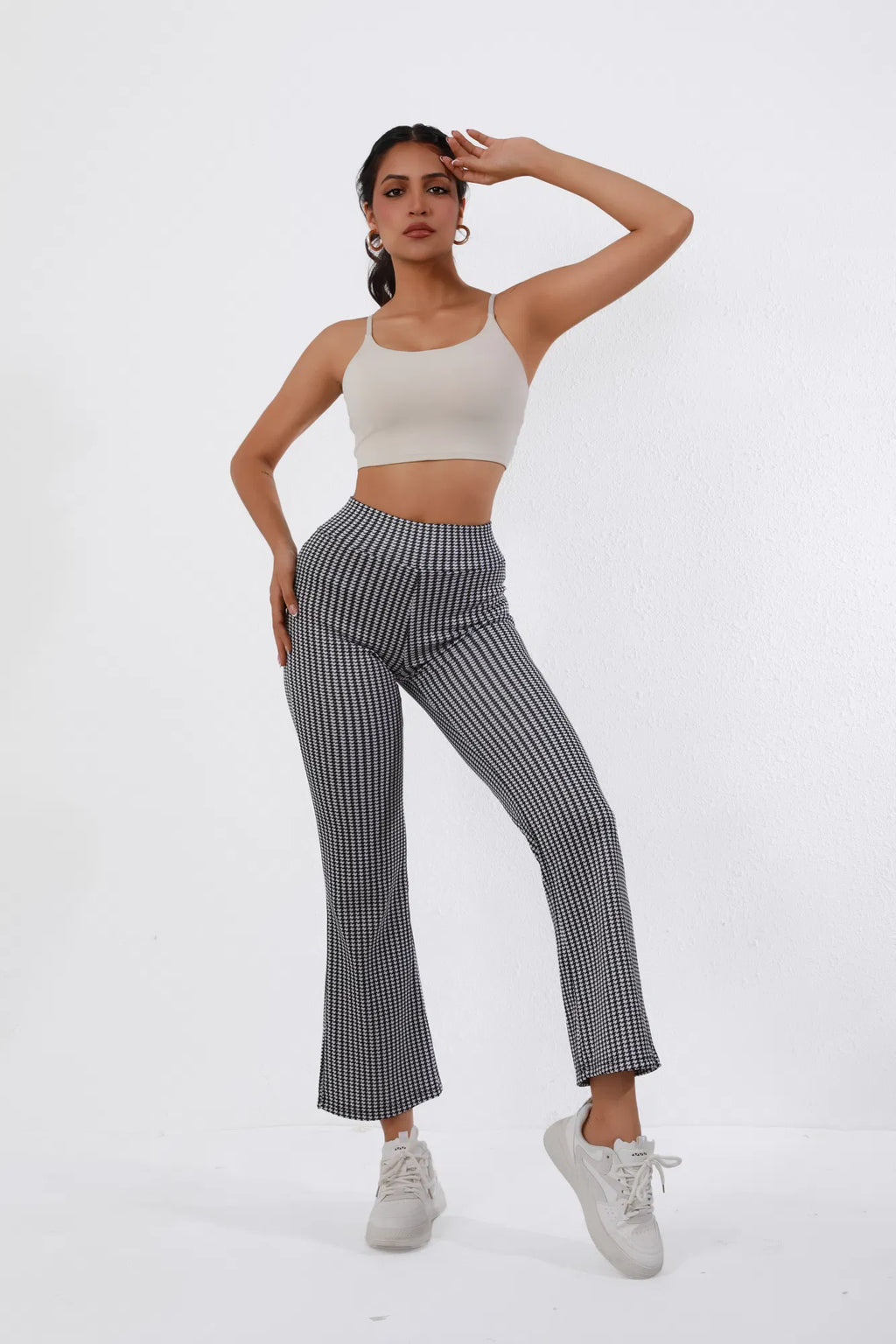 FAZVIDA Houndstooth Flare Trousers - view 4
