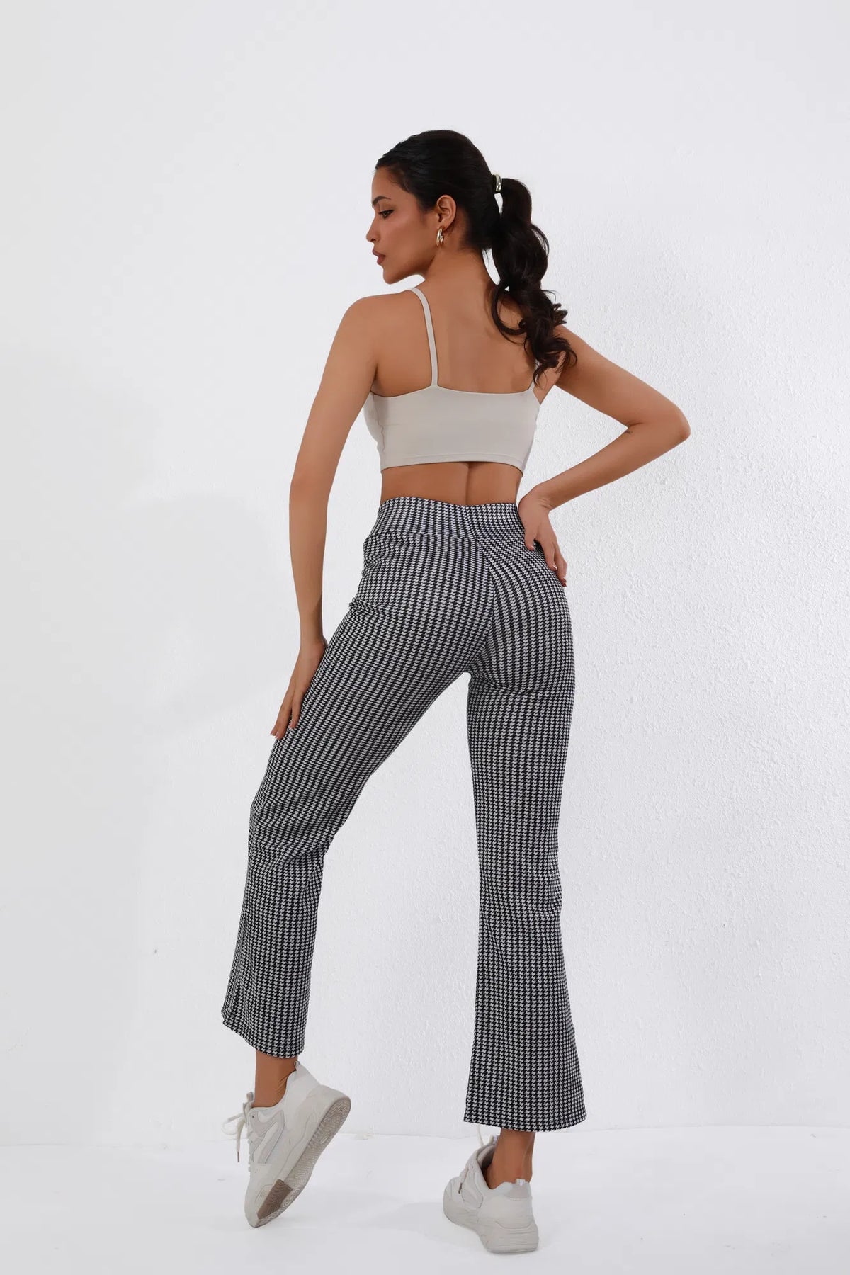 FAZVIDA Houndstooth Flare Trousers - view 2