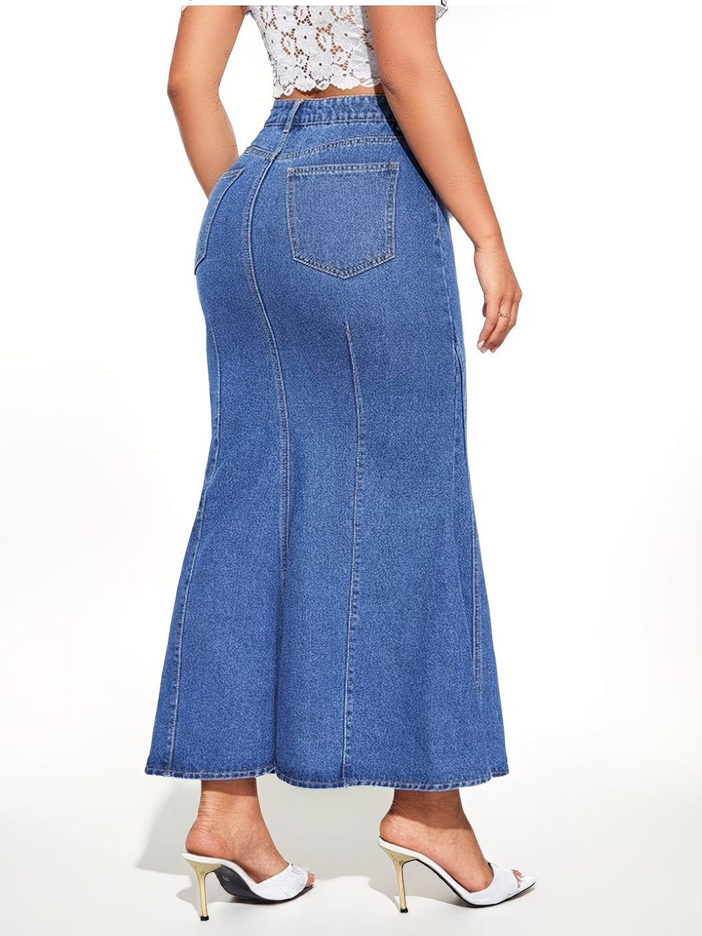 FAZVIDA Women's High Waist Mermaid Denim Skirt - view 4