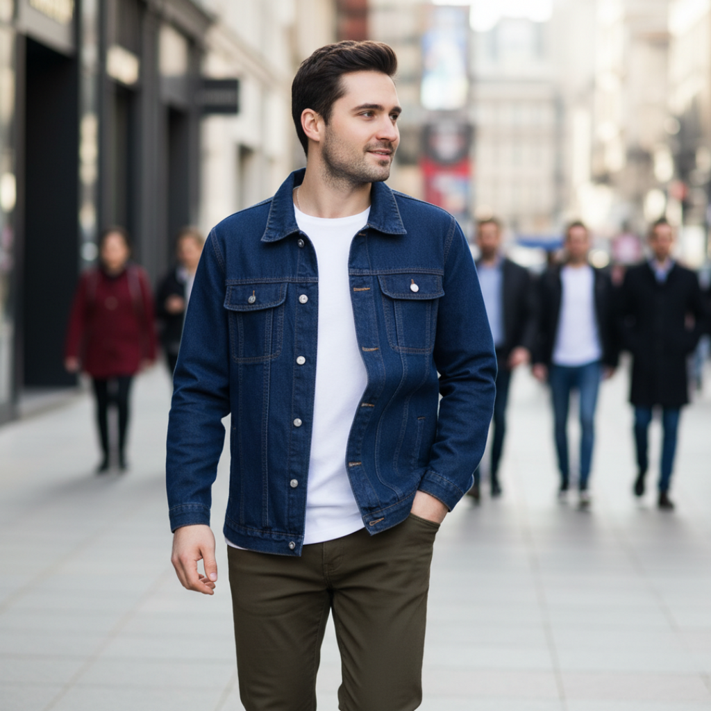 FAZVIDA Men's Form-Fitting Denim Jacket - view 9
