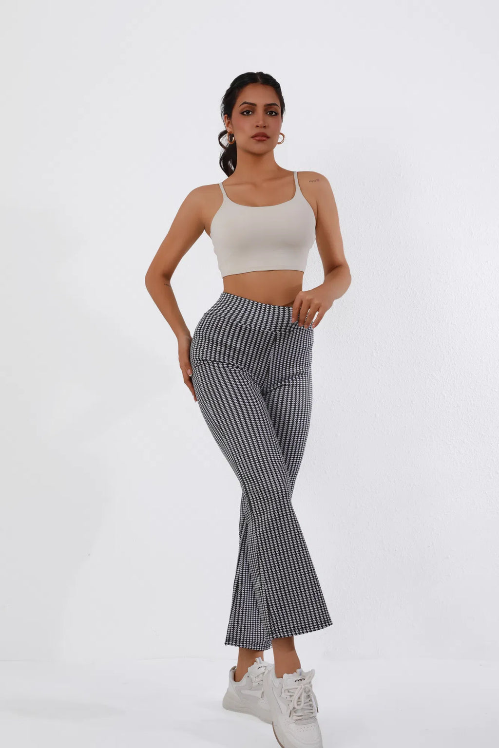 FAZVIDA Houndstooth Flare Trousers