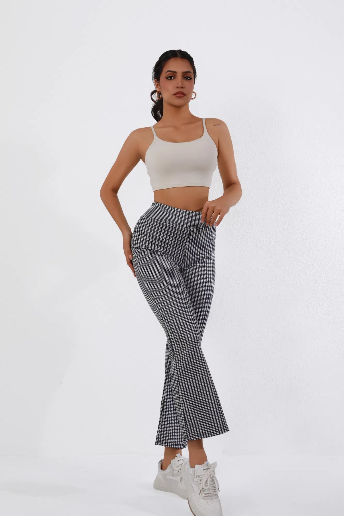 FAZVIDA Houndstooth Flare Trousers