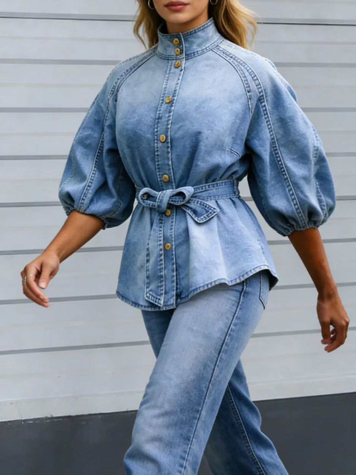 FAZVIDA Women's Belted Denim Shirt - view 2