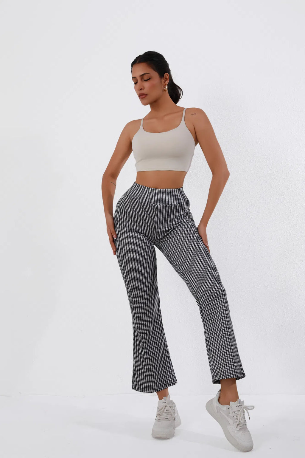 FAZVIDA Houndstooth Flare Trousers - view 5