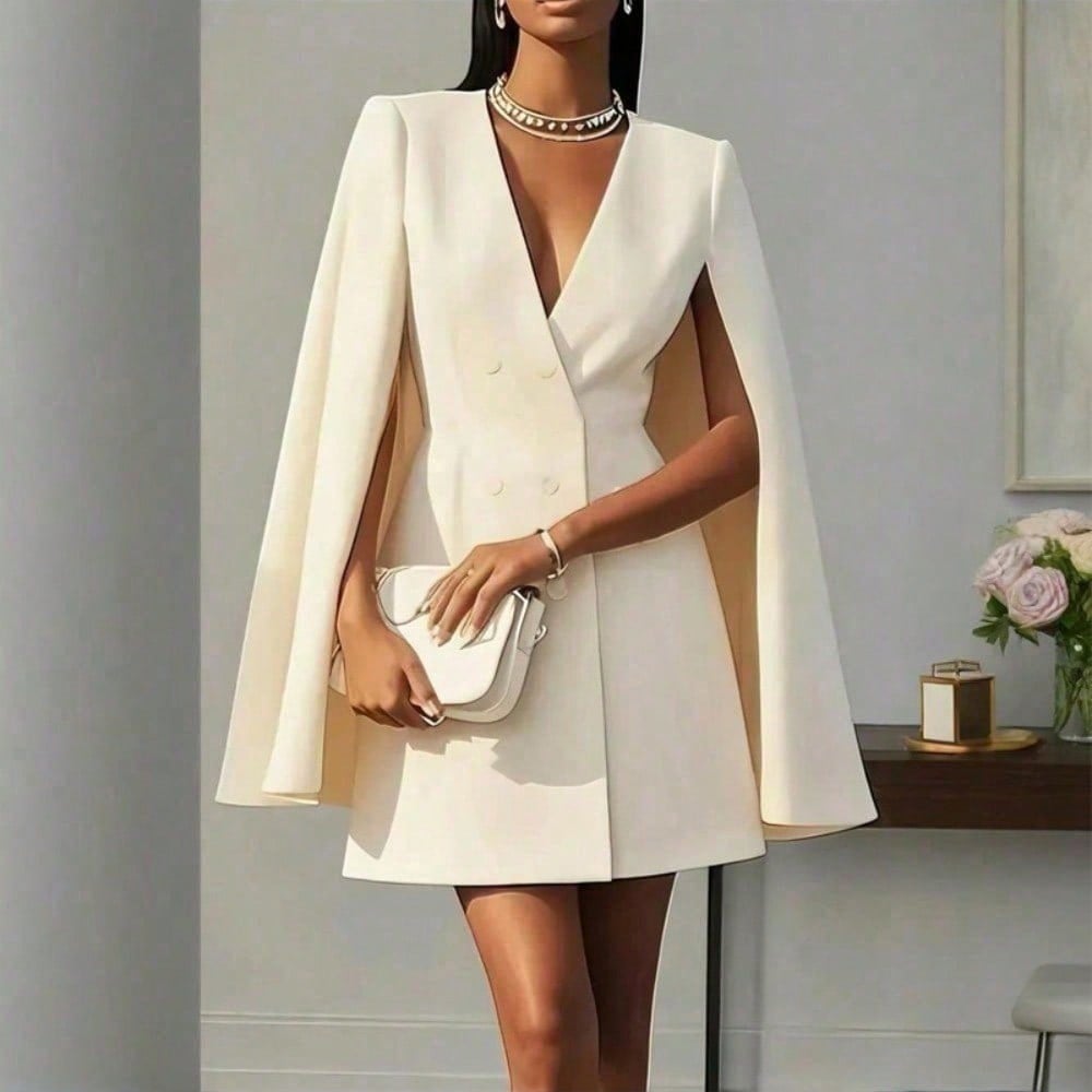 FAZVIDA Women's Cape Blazer Dress - Apricot