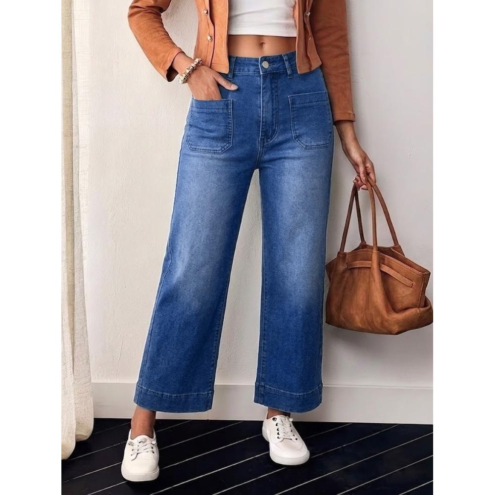 FAZVIDA Women's High Waist Flare Jeans - Blue